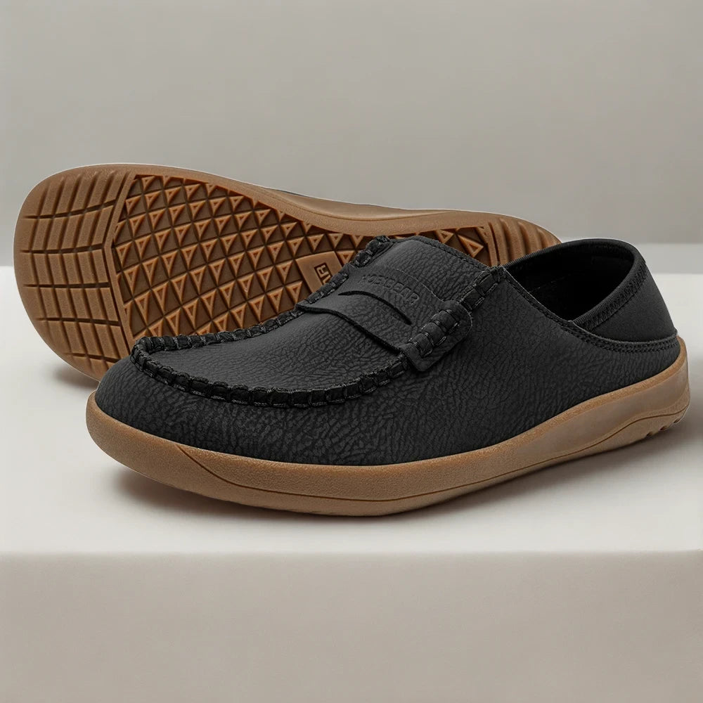 Détail de la semelle souple du mocassin femme pied large pour marche quotidienne