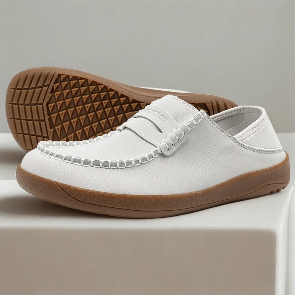 Mocassins pieds larges femmes gris en matière douce adaptée à la morphologie