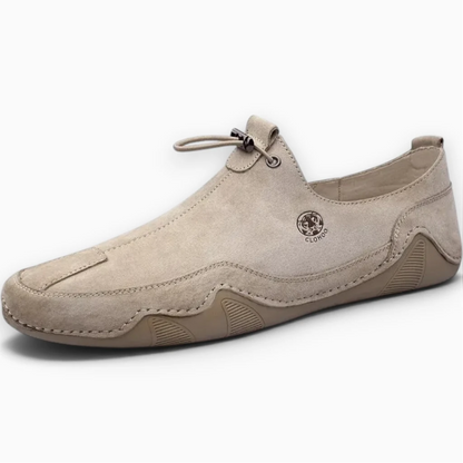 Mocassin plat en cuir kaki avec semelle souple flexible