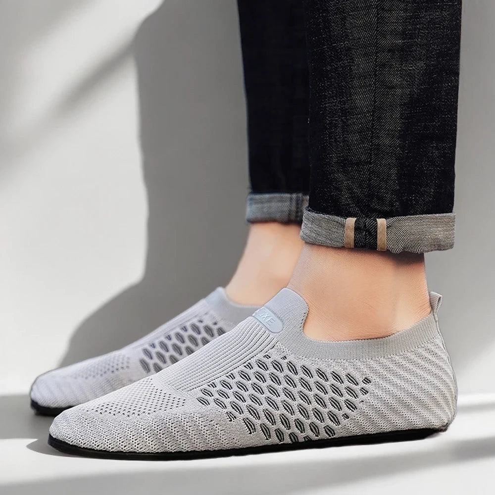 Mocassin bleu marine léger pour femme, chaussure de marche discrète