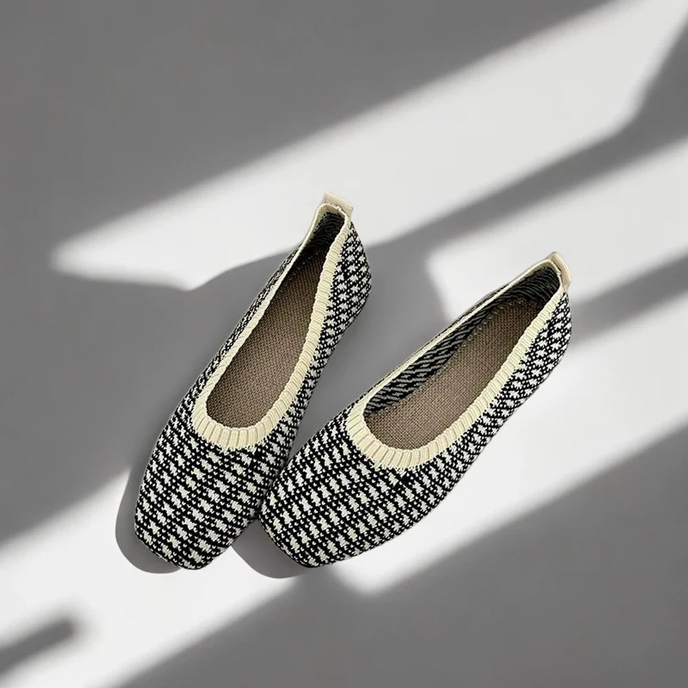 Mocassin plate femme en tricot extensible pour pieds larges