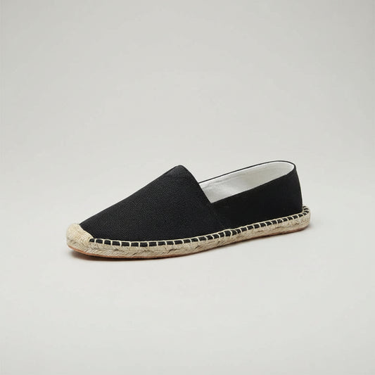 Mocassin plateforme homme en lin noir avec semelle épaisse amortissante