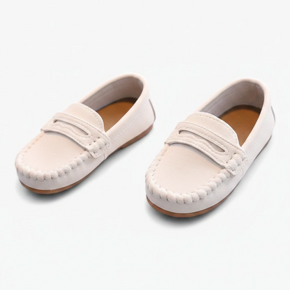 Mocassin marron luxe enfant avec semelle antidérapante flexible