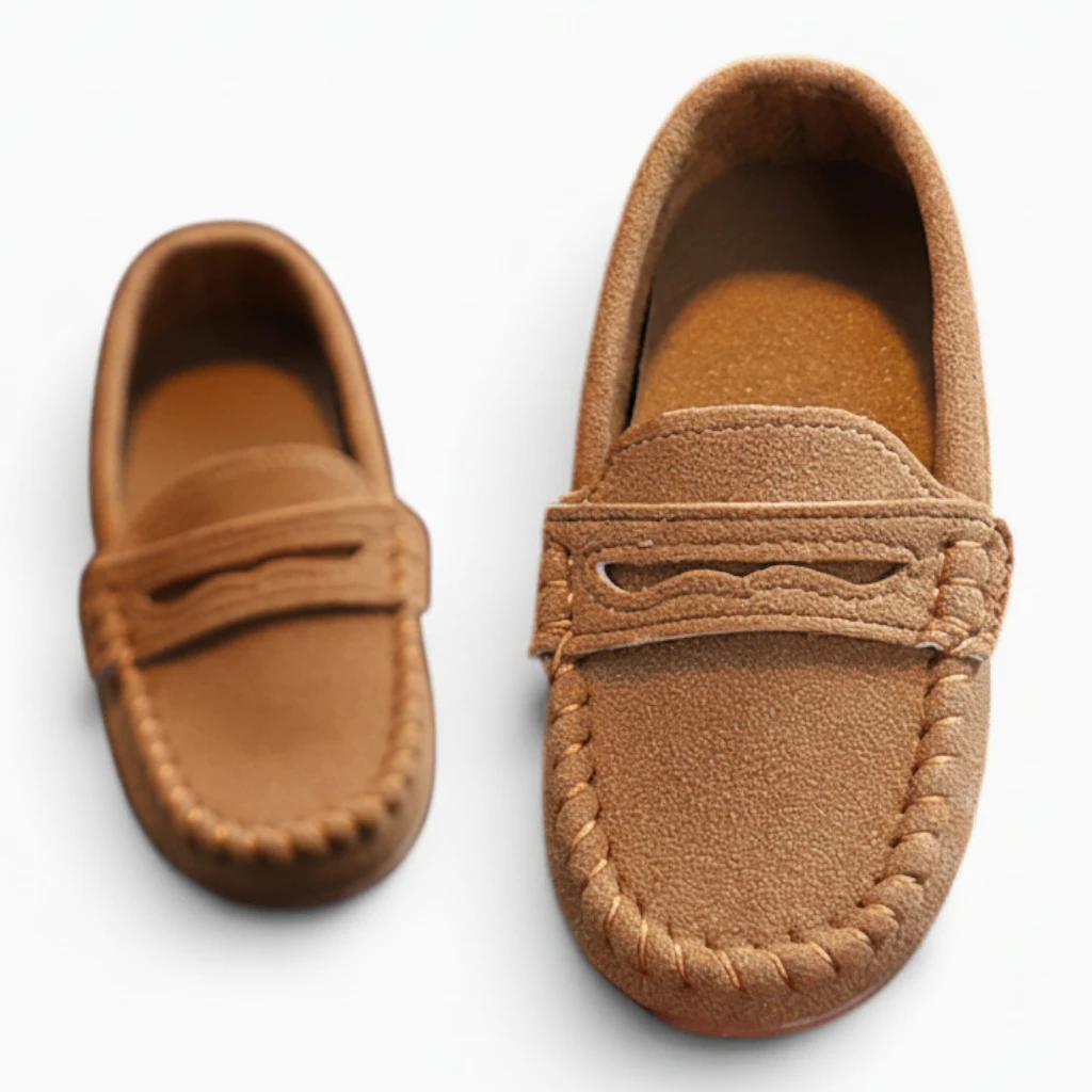 Chaussure mocassin marron confortable et souple pour petits pieds