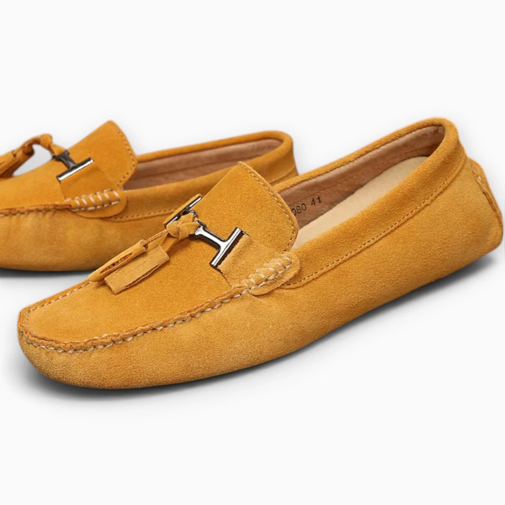 Mocassin sabot jaune citron, design minimaliste pour bureau et sortie