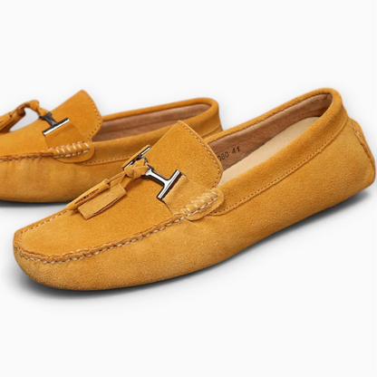 Mocassin sabot jaune citron, design minimaliste pour bureau et sortie