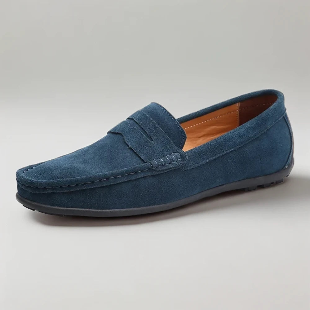 Mocassin sans chaussette taupe, enfilage facile pour le confort quotidien