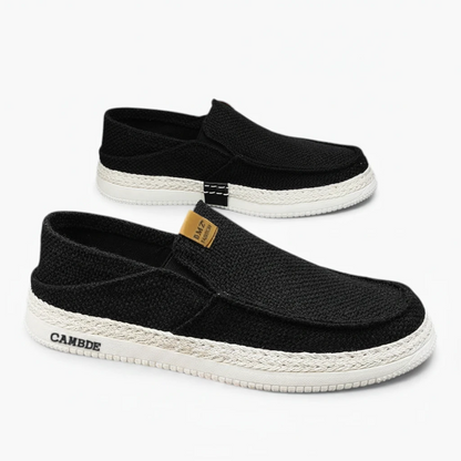 Mocassin semelle commando en lin respirant pour homme, style bateau décontracté