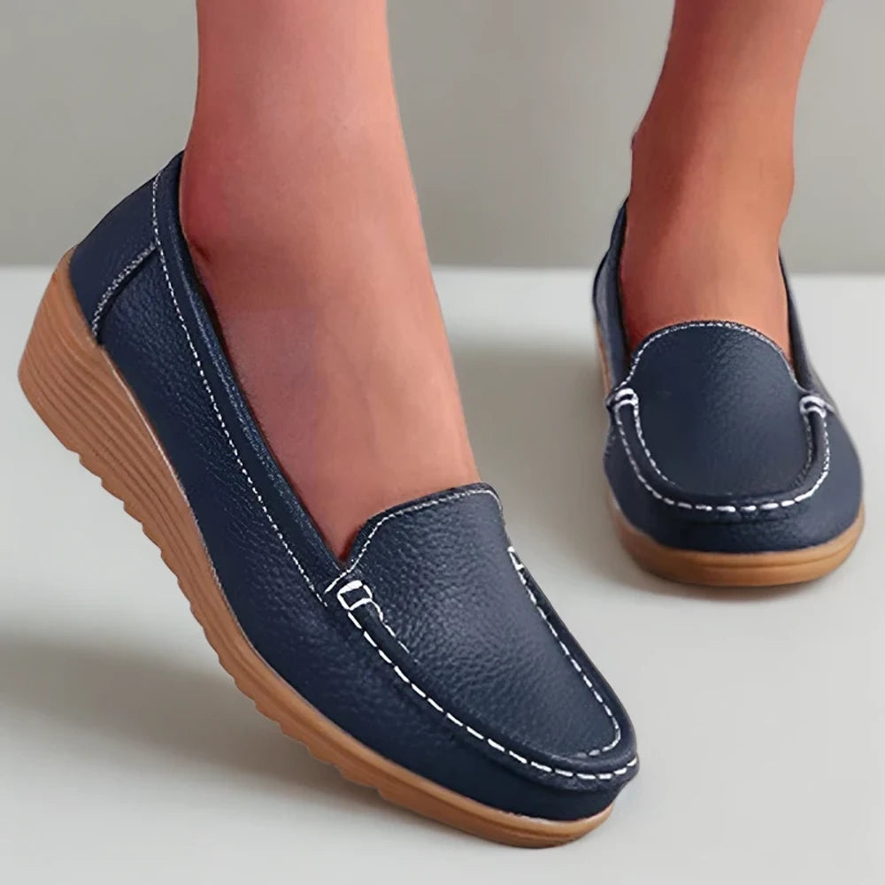 Mocassin femme souple sans lacet semelle crantée quotidien