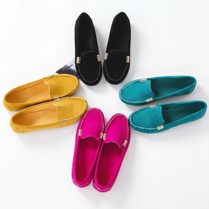 Mocassin slingback femme en coloris neutre, adapté aux pieds sensibles