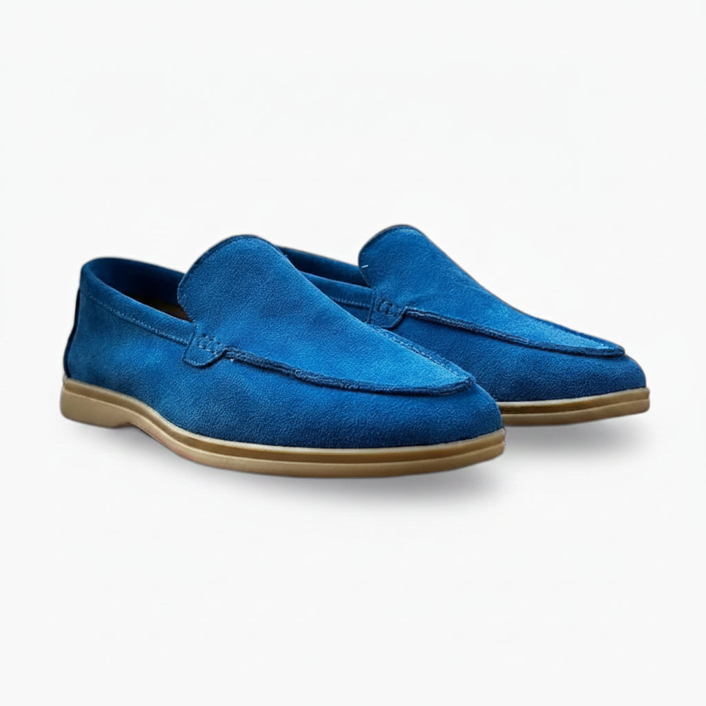 Mocassin suède homme rouge vif avec finitions en cuir premium