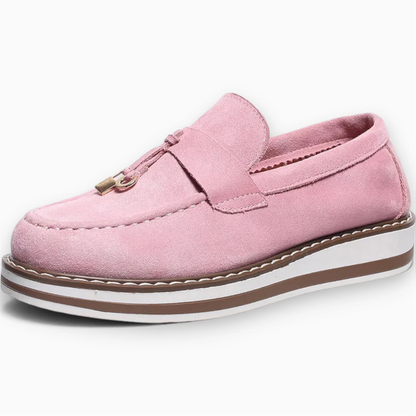 Mocassin suédine femme rose doux à enfiler sans lacet