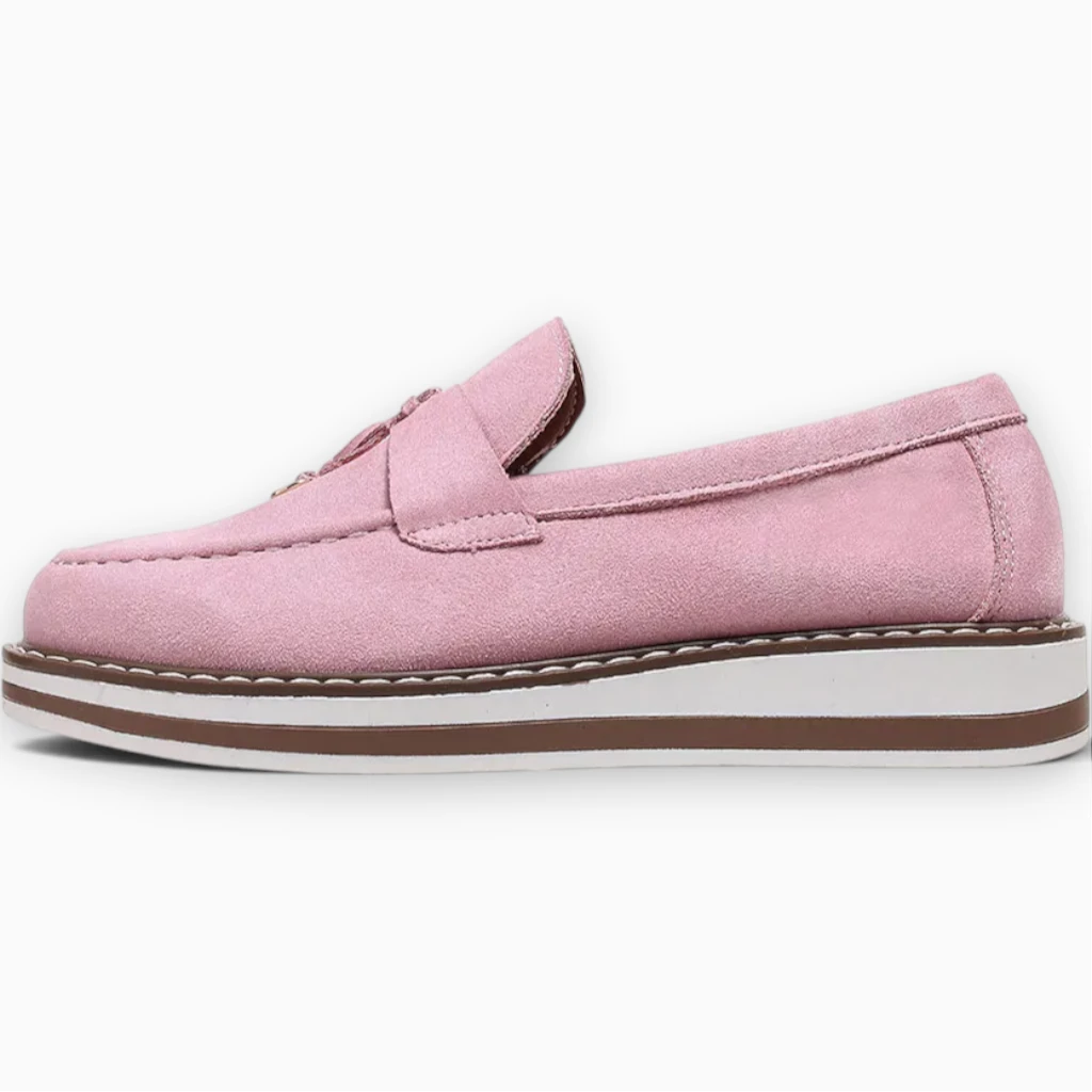Paire de mocassins suédine femme rose, chaussure quotidienne sans effort