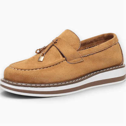 Mocassin suédine femme enfilable, design adapté aux pieds sensibles