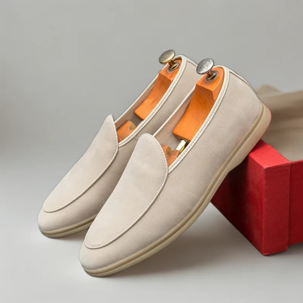 Mocassin taupe mixte homme femme aux finitions épurées