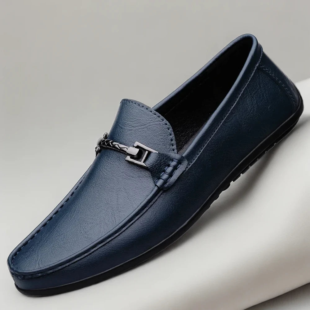 Chaussure mocassin taupe pour homme, style bateau sans lacet