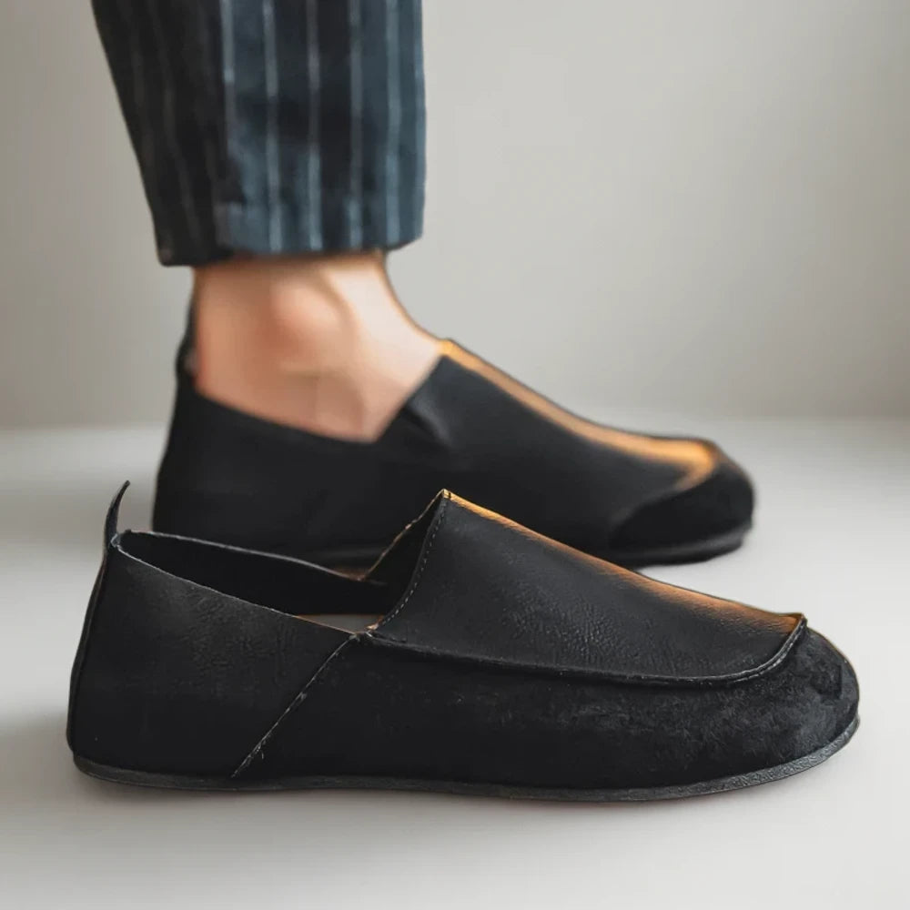 Mocassin homme cuir souple et textile pour le confort optimal