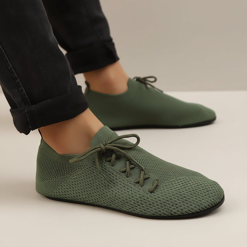 Mocassin toile homme vert kaki confortable à maille aérée pour la marche quotidienne
