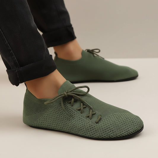 Mocassin toile homme vert kaki confortable à maille aérée pour la marche quotidienne