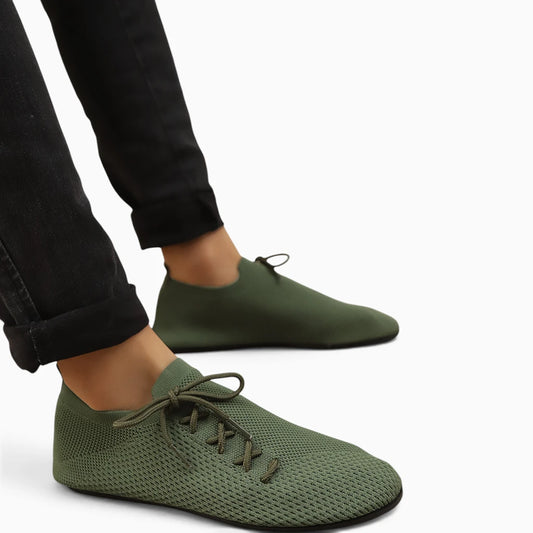 Mocassin toile homme vert avec maille aérée pour confort respirant toute saison