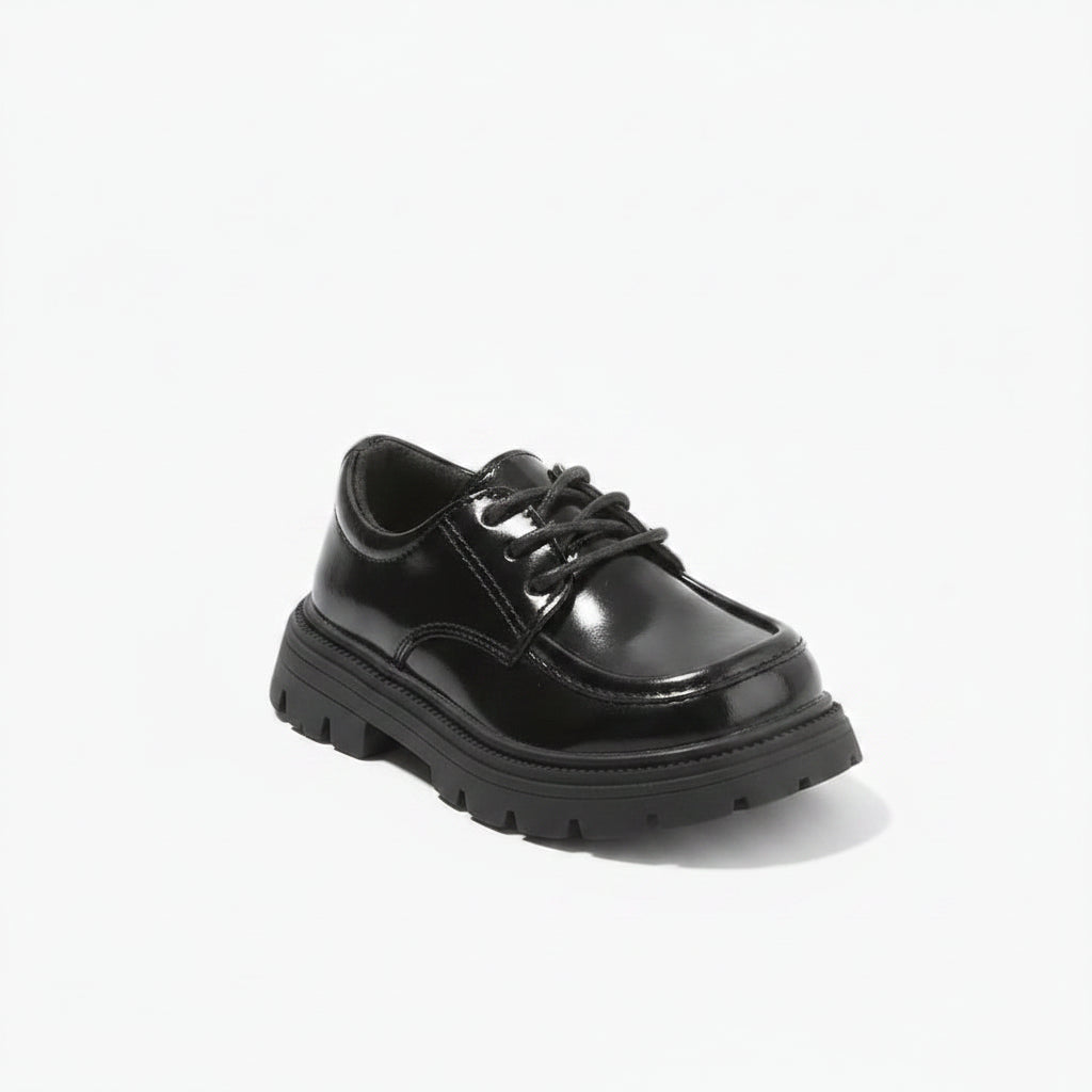 Mocassin tressé noir enfant garçon style anglais classique