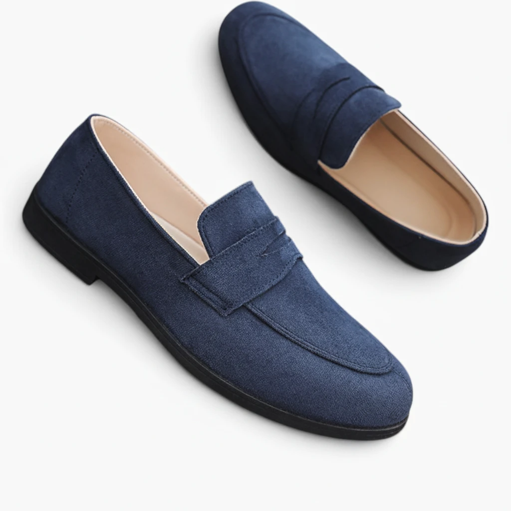 Mocassin noir homme en cuir, coupe rétro élégante facile à enfiler