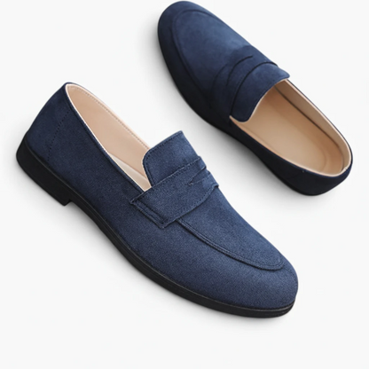 Mocassin noir homme en cuir, coupe rétro élégante facile à enfiler