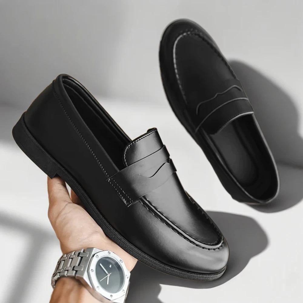 Mocassins wide fit bleu marine style italien pour confort toute la journée