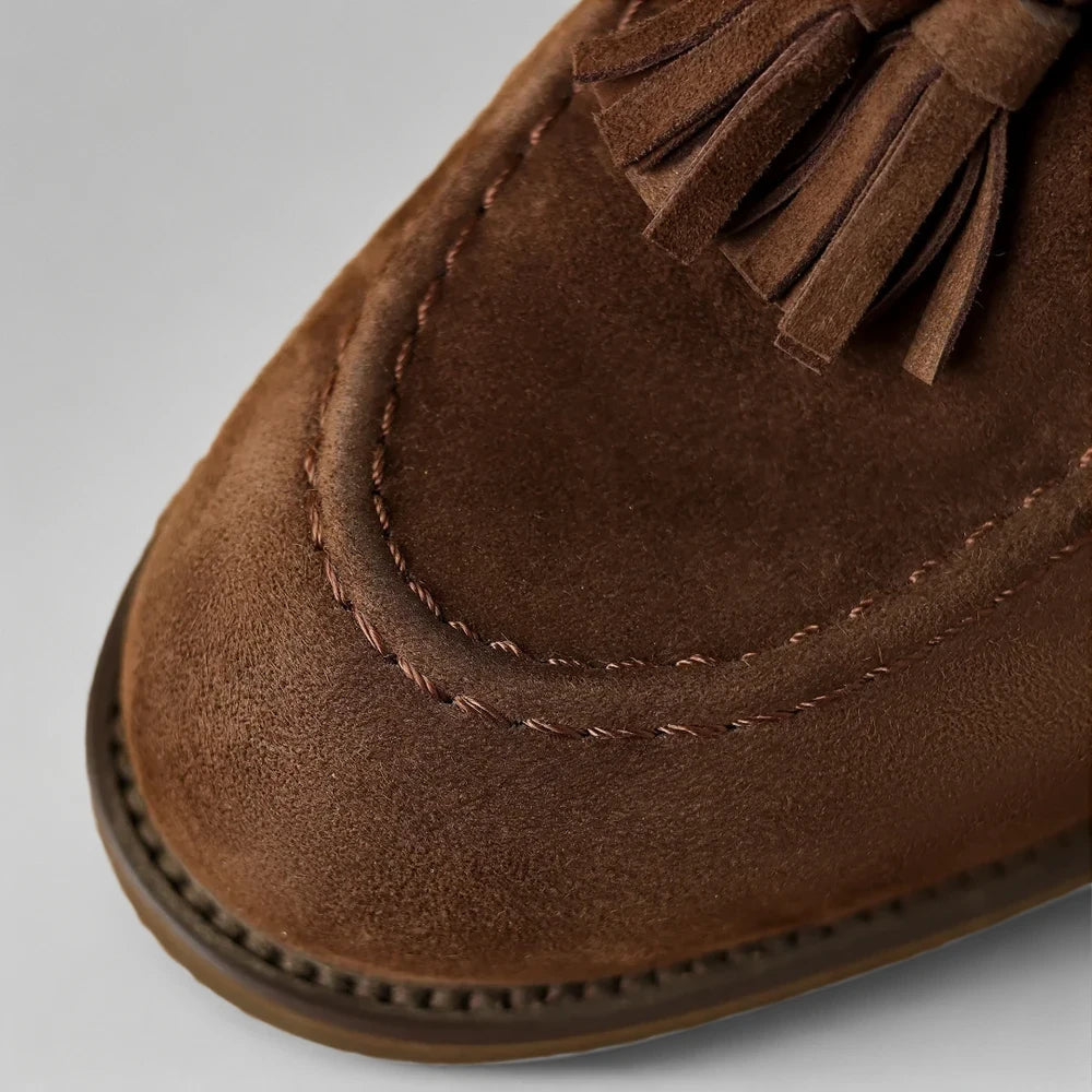 Mocassin frange femme, vue intérieure montrant l'espace généreux pour pieds larges