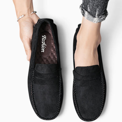 Mocassins ouverts homme sans lacet, détail de la semelle et de la construction