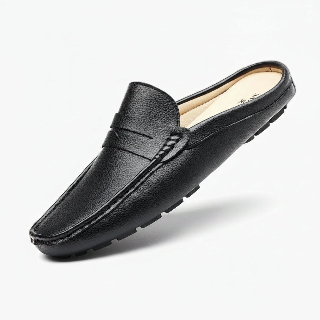 Mocassins bicolores homme cuir souple noir et blanc élégant