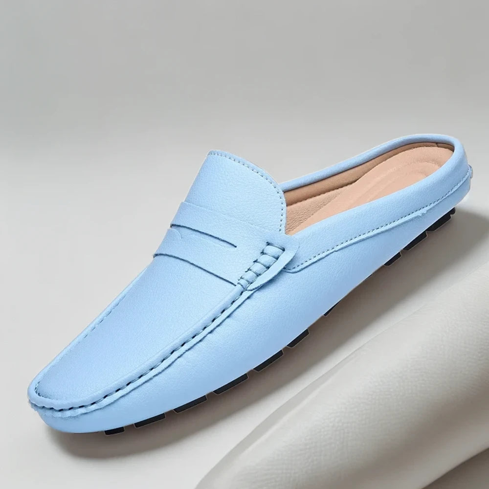 Semelle souple mocassins bicolores noir et gris épousant le pied