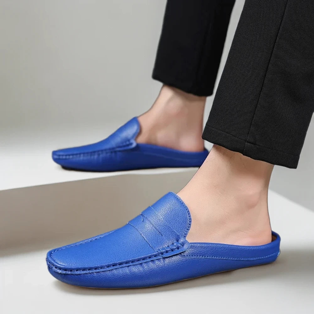 Gros plan texture cuir qualité mocassins bicolores élégants