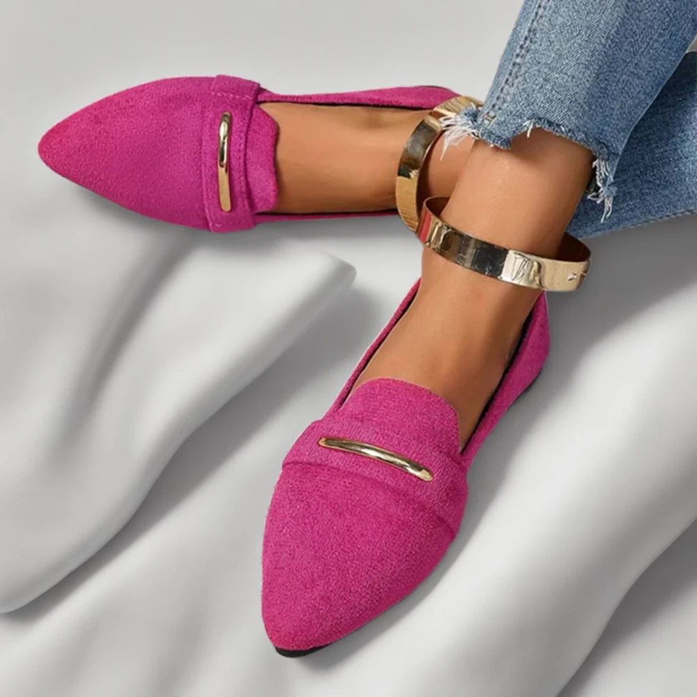 Collection de mocassins bicolores femme en vert, rouge et noir
