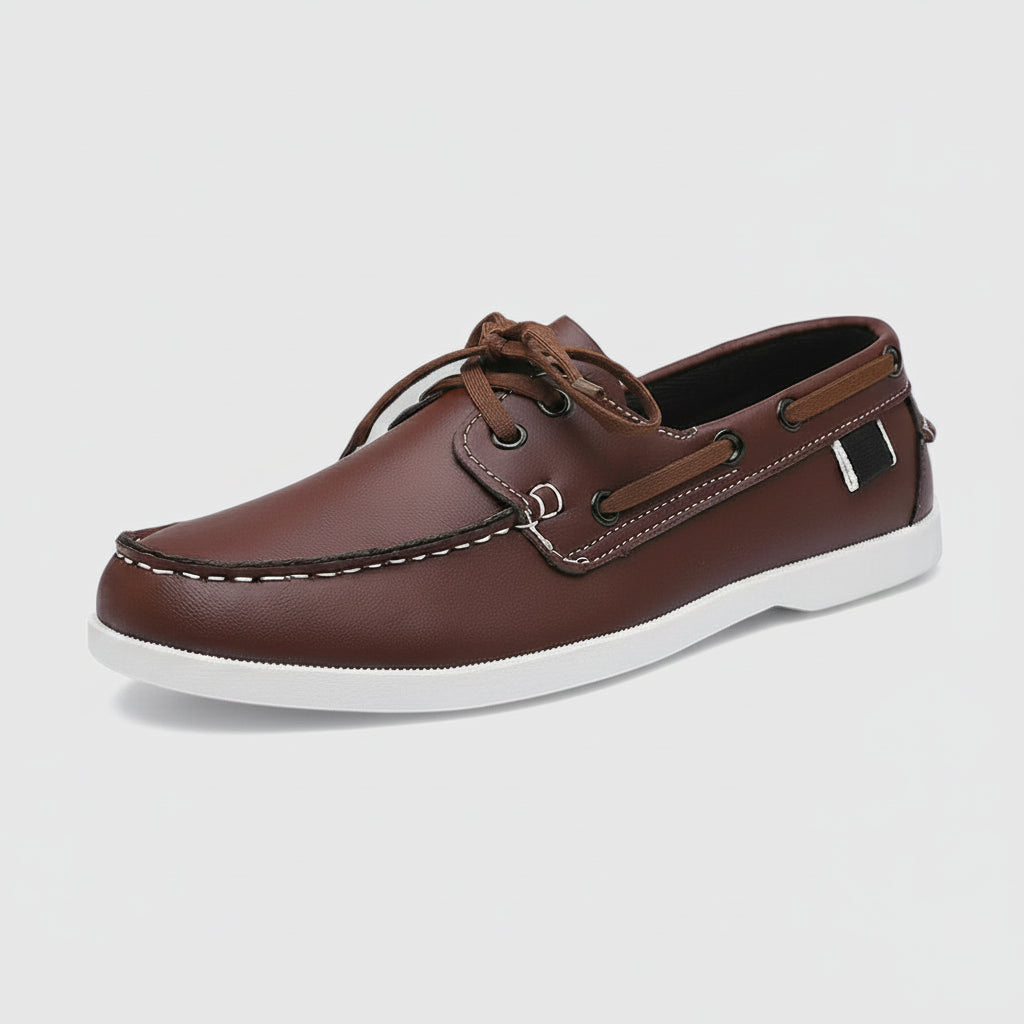 Mocassins bicolores homme bleu et blanc style bateau