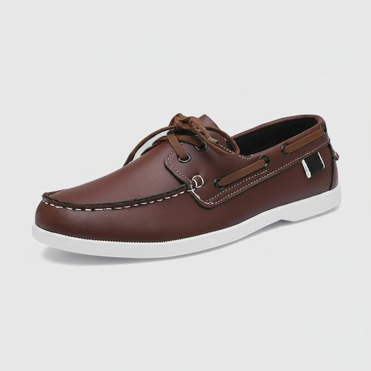 Mocassins bicolores homme bleu et blanc style bateau