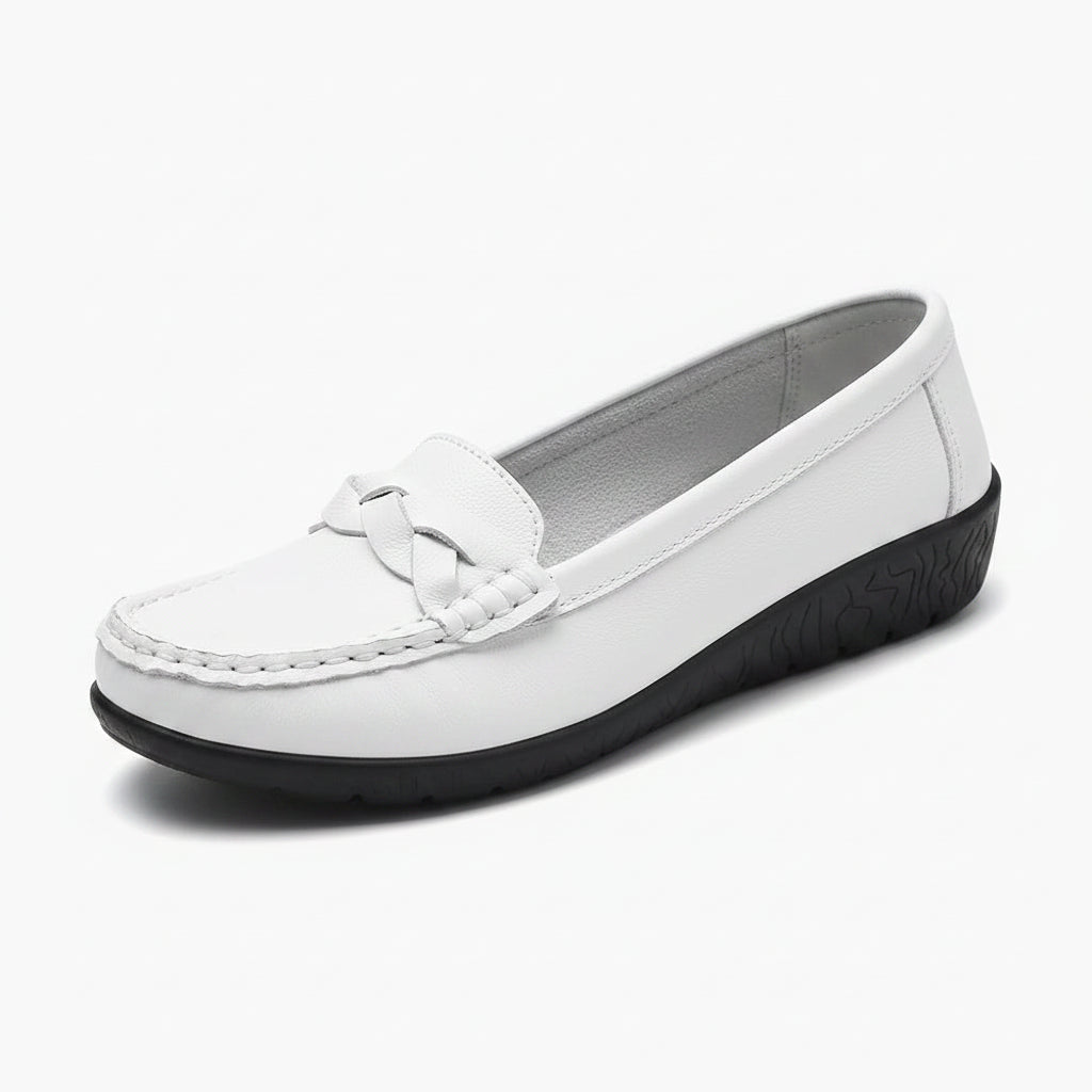 Mocassins chunky femme en cuir noir avec semelle épaisse affirmée