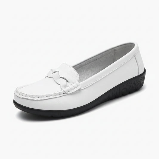 Mocassins chunky femme en cuir noir avec semelle épaisse affirmée