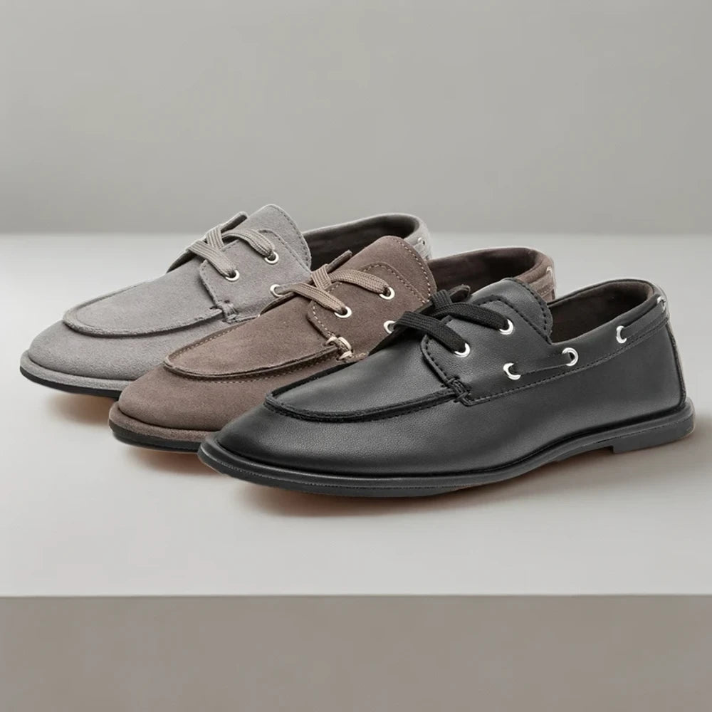 Mocassin confort femme en daim noir, idéal pieds larges