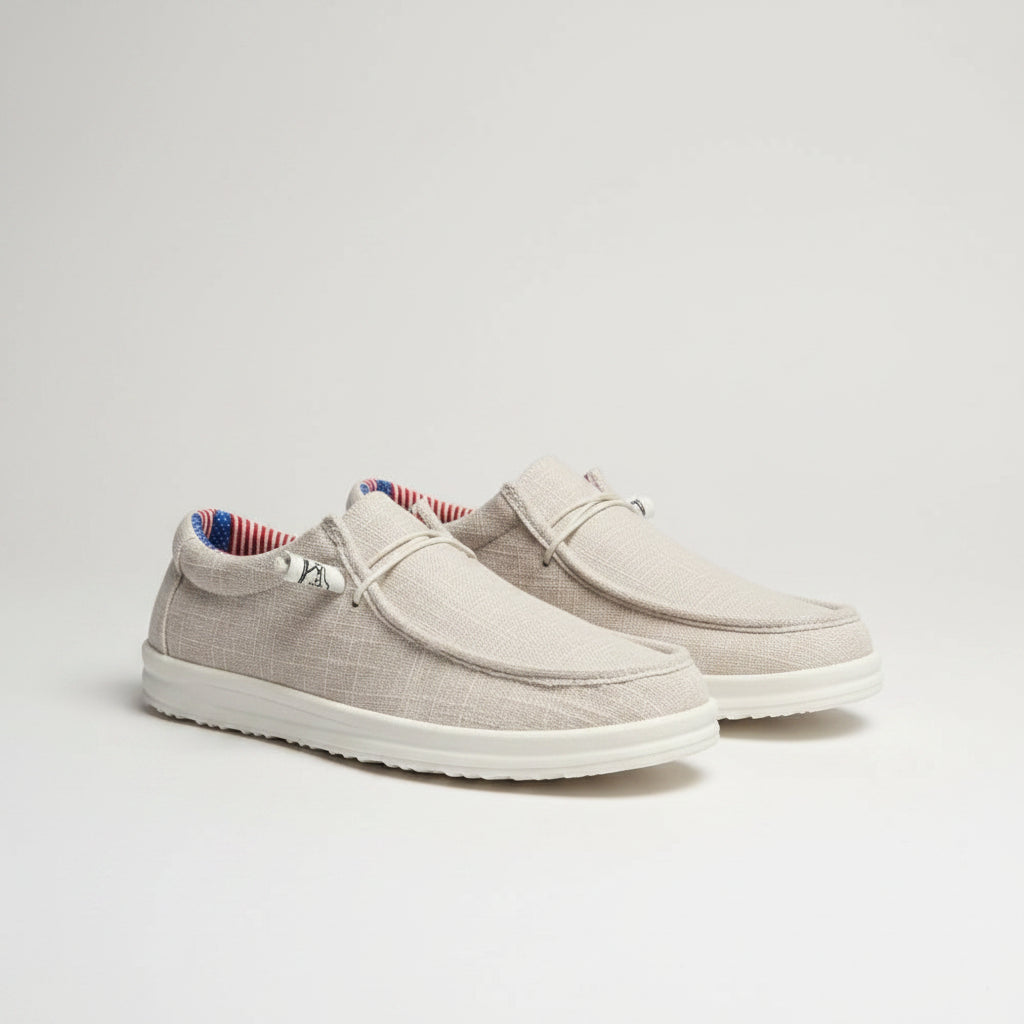 Mocassins loafers beige en tissu léger pour le confort quotidien