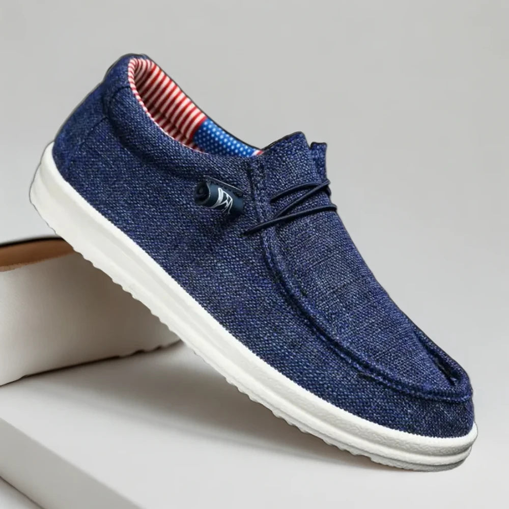 Vue de dessus mocassin loafers kaki montrant la structure respirante