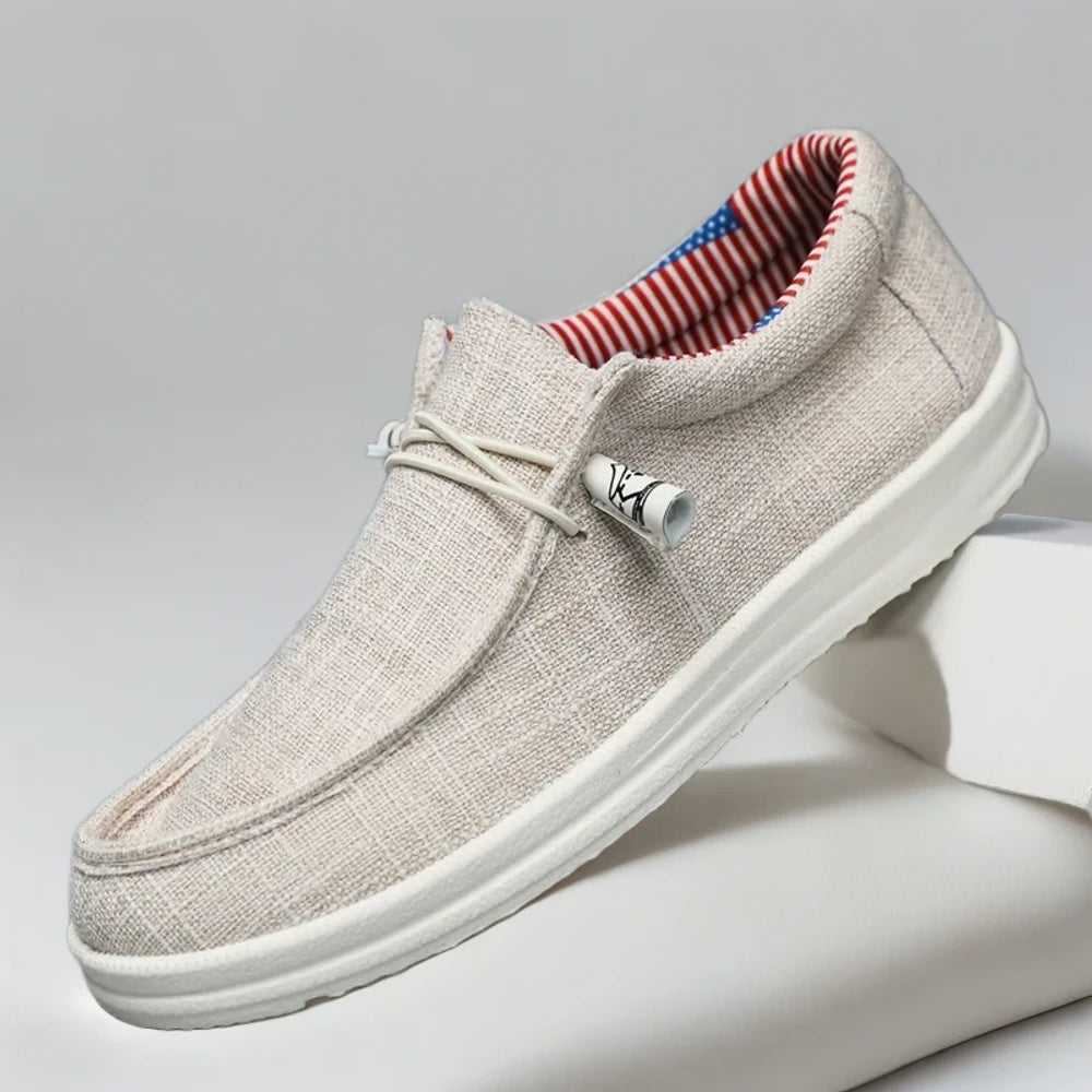 Mocassin loafers beige enfilable sans lacets pour plus de praticité
