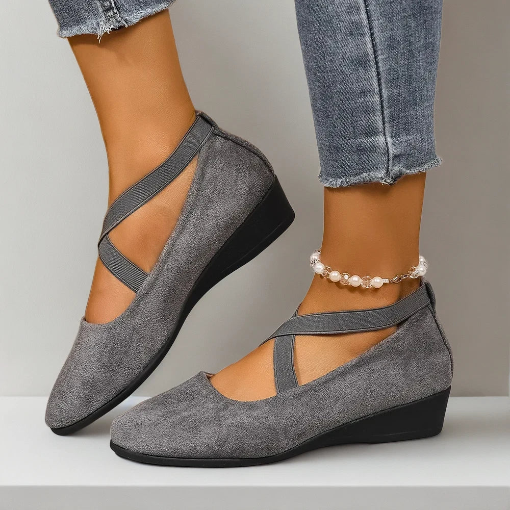 Mocassins plats femme grande taille élégants gris