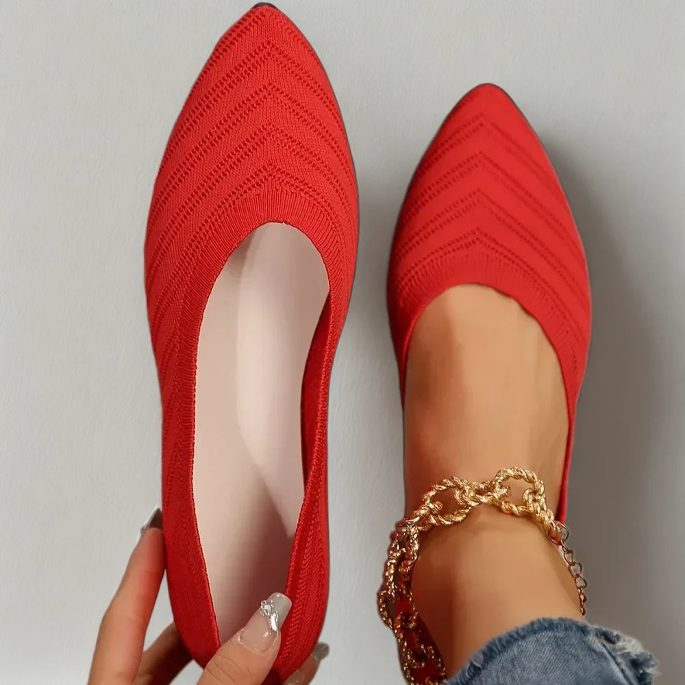 Mocassins rouges femme chaussures glissantes faciles à enfiler