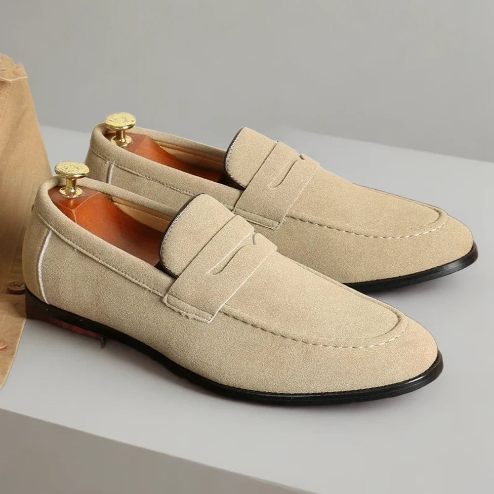 Mocassin homme daim taupe, style casual chic pour la vie quotidienne