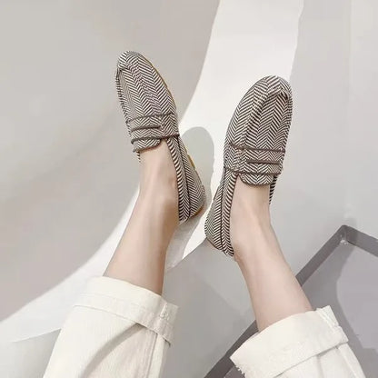 Mocassin femme sans talons, coloris Taupe chiné