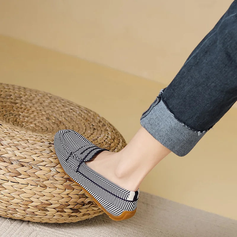 Mocassin femme sans talons, coloris Gris bleuté chiné