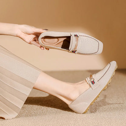 Mocassin femme sans talons, coloris Écru