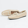 Mocassin femme sans talons, coloris Sable à perles