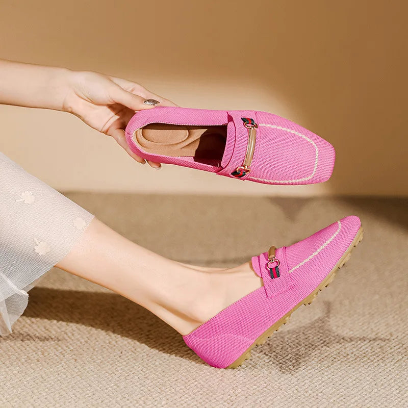 Mocassin femme sans talons, coloris Fuchsia